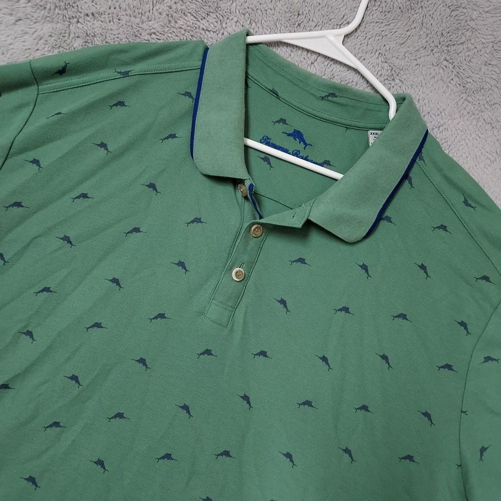 Tommy Bahama Polo Shirt Mens XXXL 3XL Marlin Print Short Sleeve= Cotton Blend